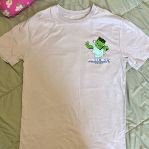 Minecraft Movie Kids T-Shirt - Gray  with Green Graphic Boys Size Large